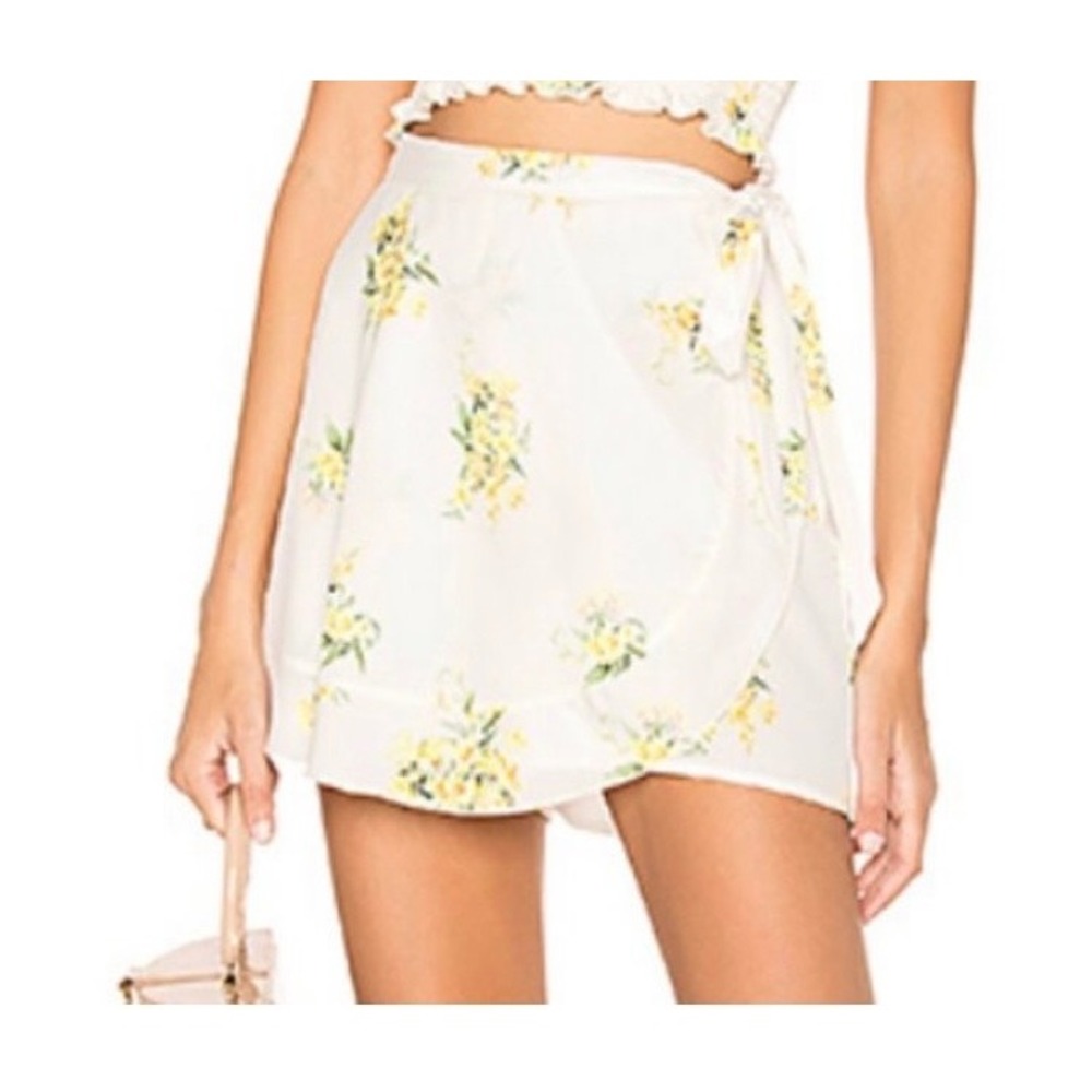 Show Me Your Mumu Revolve Ruffle Wrap Shorts Sunny Side Floral Small White